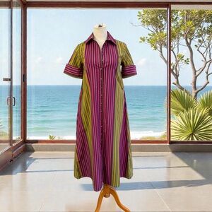 LIVRO Gibbons Wildberry Stripes Midi Dress Size XS